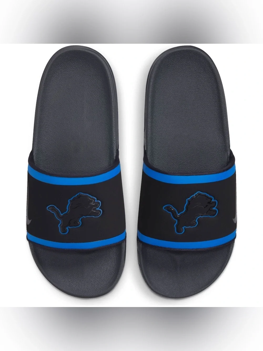 👉🏼LIKE NEW👈🏼 Detroit Lions Offcourt Blue & Black Slide Sandals